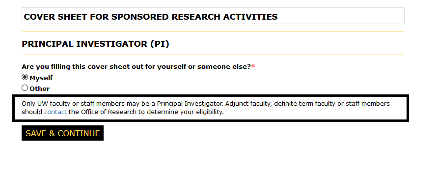 Principal Investigator view with pi messaging highlighted